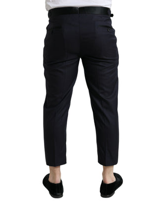 Elegant Wool-silk Blend Cropped Dress Pants