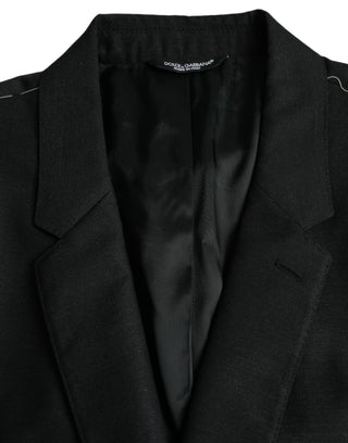 Black Wool Notch Singlebreasted Coat Blazer