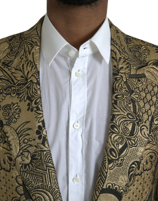 Gold Sicilia Jacquard Single Breasted Coat Blazer