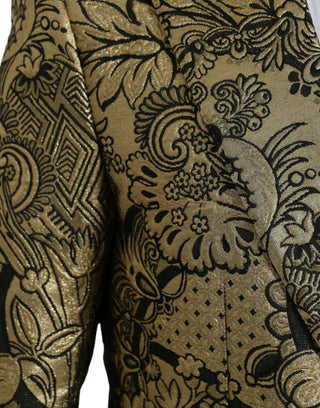 Gold Sicilia Jacquard Single Breasted Coat Blazer