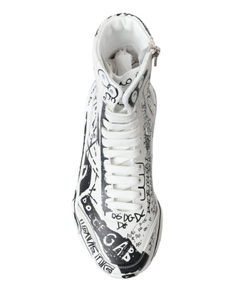 Daymaster Graffiti Print Mid Top Sneakers