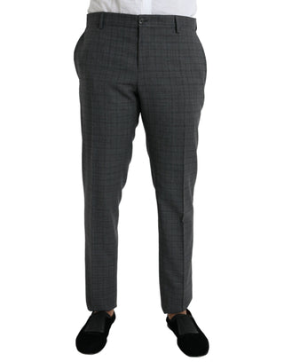 Gray Plaid Wool Martini Formal 2 Piece Suit