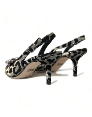 Crystal Leopard Slingback Heels Pumps