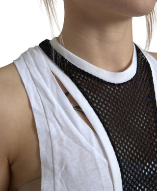 Monochrome Cotton-linen Blend Tank Top