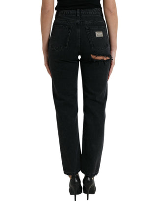 Elegant High-waist Black Stretch Jeans