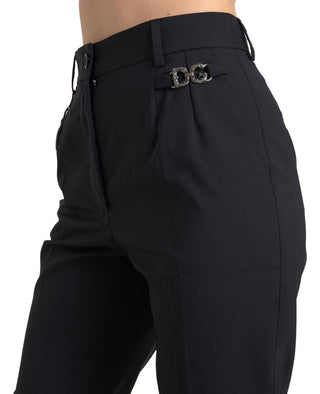 Elegant High-waist Tapered Wool Pants