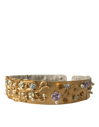 Elegant Gold-tone Faux Pearl Floral Belt