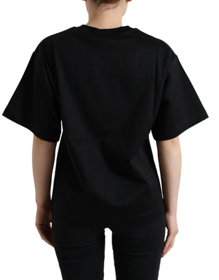 Elegant Black Crystal-embellished T-shirt