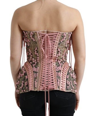 Silken Nylon Bustier Corset Top In Pink