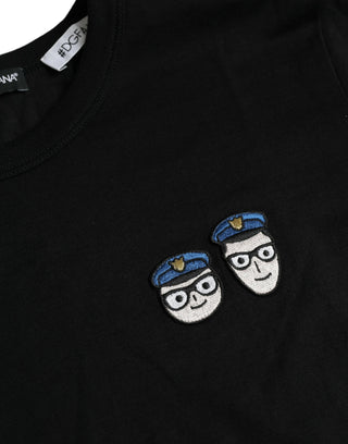 Black #dgfamily Cotton Crew Neck T-shirt