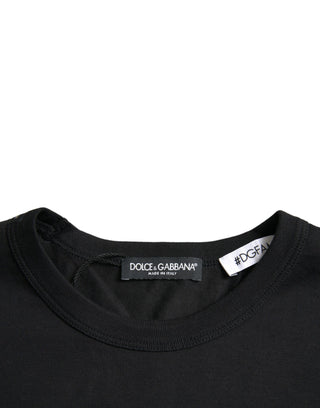 Black #dgfamily Cotton Crew Neck T-shirt