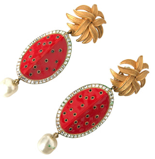 Radiant Red Watermelon Clip-on Earrings