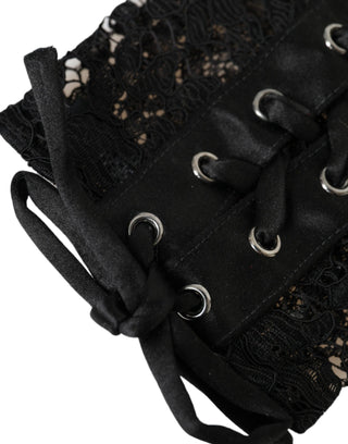 Black Taormina Lace Elbow Length Gloves