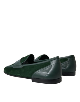 Emerald Velvet Leather Loafers For Men