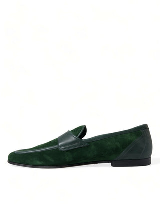 Emerald Velvet Leather Loafers For Men