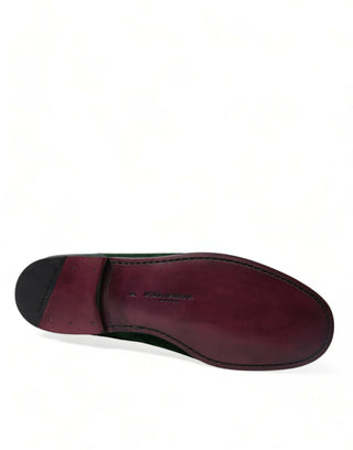 Emerald Velvet Leather Loafers For Men