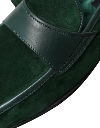 Emerald Velvet Leather Loafers For Men