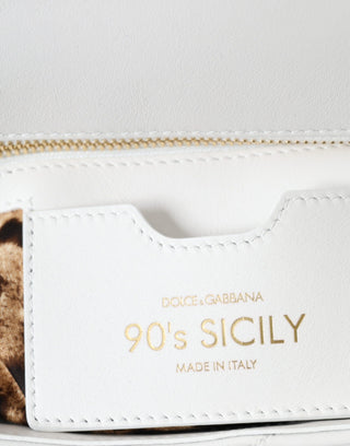 White Calf Leather 90's Sicily Shoulder Satchel Bag