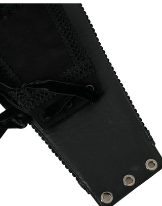 Black Canvas Embellished Waist Women Belt