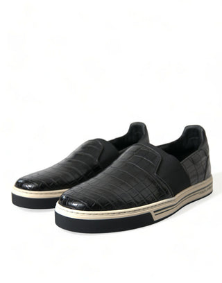 Elegant Crocodile Leather Low-top Sneakers