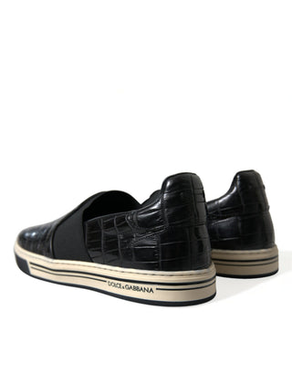 Elegant Crocodile Leather Low-top Sneakers