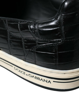 Elegant Crocodile Leather Low-top Sneakers