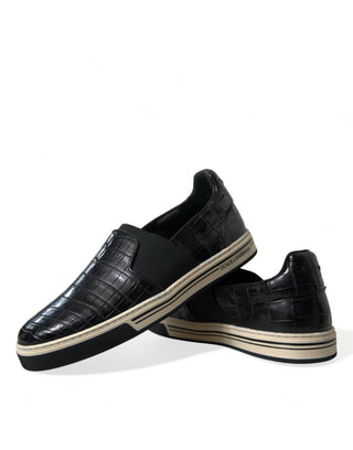 Elegant Crocodile Leather Low-top Sneakers