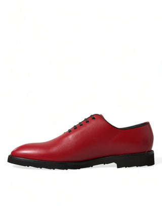 Elegant Red Leather Oxford Dress Shoes