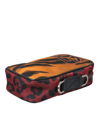 Multicolor Tiger Print Nylon Logo Cross Body Bag