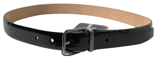 Elegant Black Leather Belt With Metal Buckle