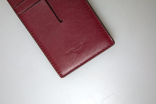 Elegant Red Leather Cardholder With Lanyard