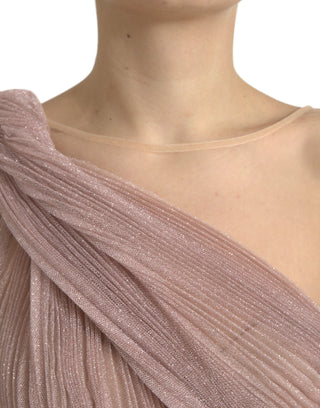 Lilac One-shoulder Pleated Designer Dress