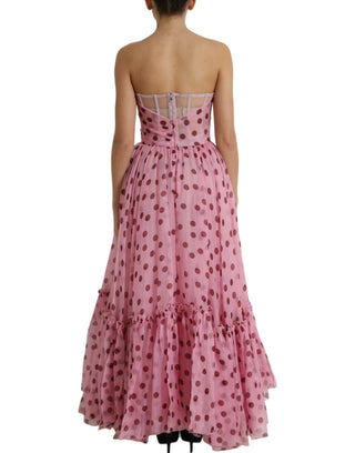 Chic A-line Strapless Silk Dress In Pink