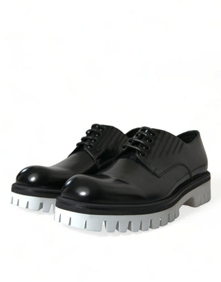 Sophisticated Black And White Leather Derby Shoes