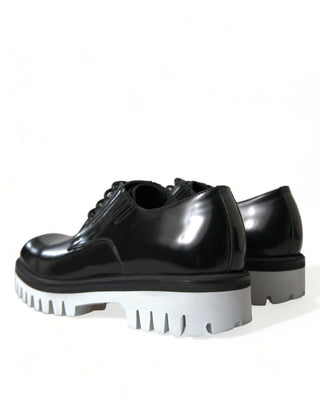 Sophisticated Black And White Leather Derby Shoes