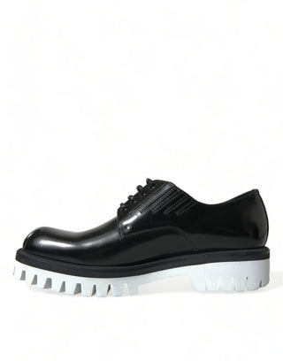 Sophisticated Black And White Leather Derby Shoes