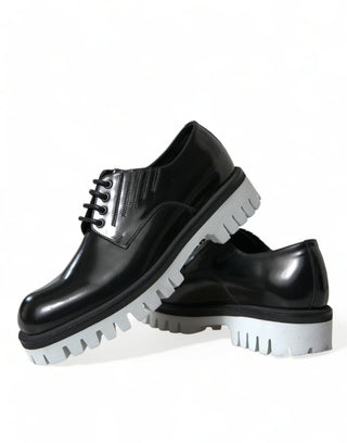 Sophisticated Black And White Leather Derby Shoes