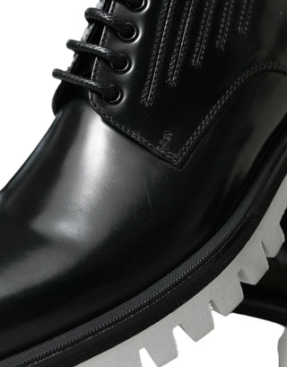 Sophisticated Black And White Leather Derby Shoes