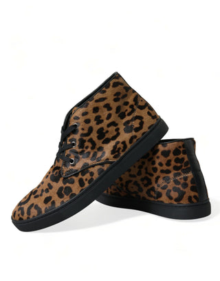 Elegant Leopard Print Mid-top Sneakers