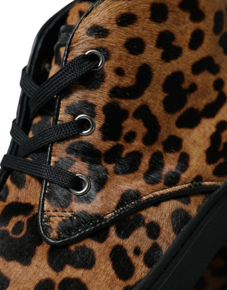 Elegant Leopard Print Mid-top Sneakers