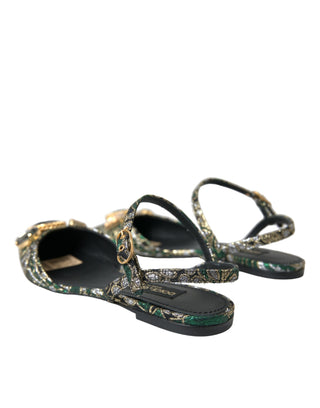 Multicolor Jacquard Crystal Slingback Sandals Shoes