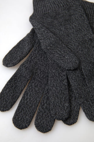 Elegant Virgin Wool Winter Gloves In Gray