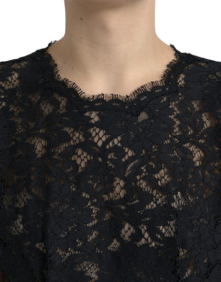 Elegant Black Floral Lace A-line Mini Dress