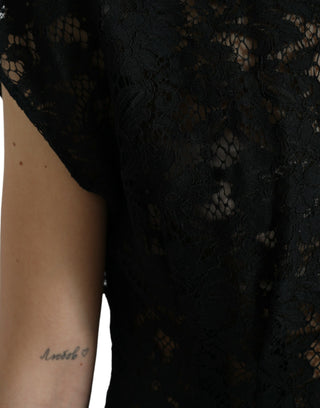 Elegant Black Floral Lace A-line Mini Dress