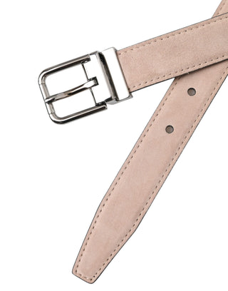 Beige Suede Leather Silver Buckle Belt Men