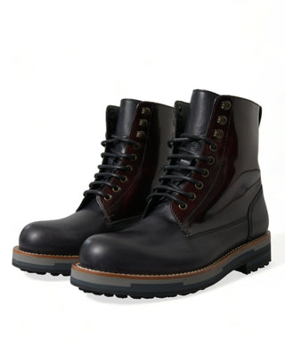 Elegant Bi-color Leather Boots