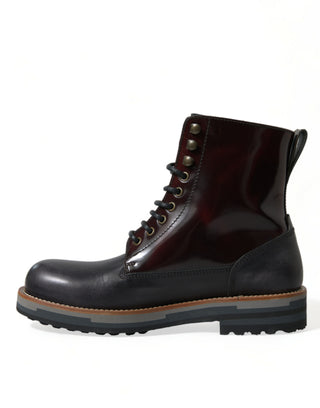 Elegant Bi-color Leather Boots