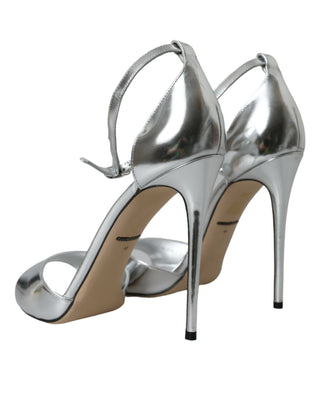 Silver Keira Leather Heels Sandals Shoes