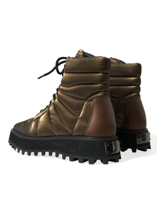 Bronze Plateau Padded Boots With Dg Logo Plate