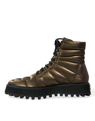 Bronze Plateau Padded Boots With Dg Logo Plate